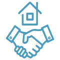 Handshake under house icons (Landlords) | Alfa Insurance